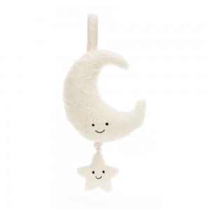 Bebé Jellycat Amuseables Moon Musical Pull,28cm x 15cm x 6cm Branco | Portugal RNZGH-8539