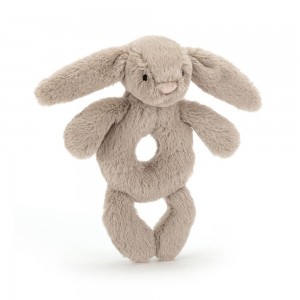 Bebé Jellycat Bashful Coelhinha Ring Rattle,18cm x 8cm x 2cm Bege | Portugal YZBTM-1349