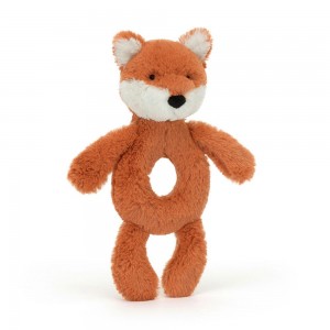 Bebé Jellycat Bashful Fox Cub Ring Rattle,18cm x 8cm x 2cm Laranja | Portugal RLQHC-2675