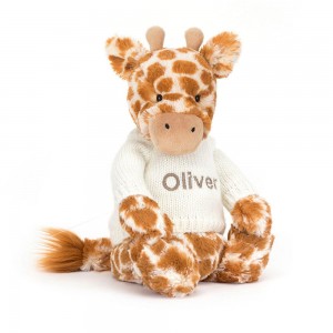 Bebé Jellycat Bashful Giraffe with Cream Jumper,31cm x 12cm x 9cm Laranja | Portugal FWJDI-9561