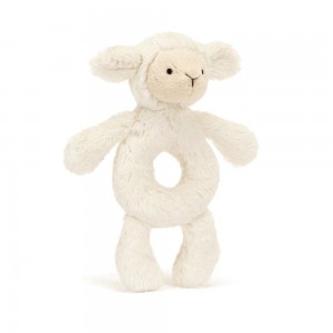 Bebé Jellycat Bashful Lamb Ring Rattle,18cm x 8cm x 2cm Branco | Portugal WEXMQ-6150