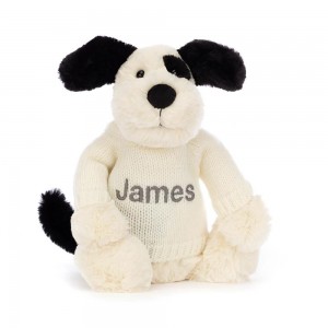 Bebé Jellycat Bashful Puppy with Cream Jumper,31cm x 12cm x 9cm Branco | Portugal POSDE-5896