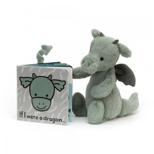 Bebé Jellycat If I Were A Dragon and Bashful Dragon Small, Verdes | Portugal BEIQM-5127