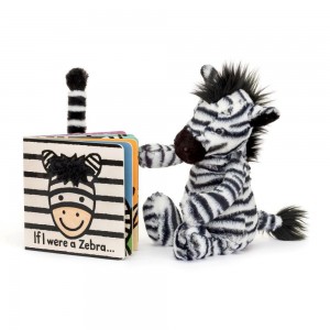 Bebé Jellycat If I Were A Zebra Board and Bashful Zebra Medium, Branco | Portugal WNIXQ-1654