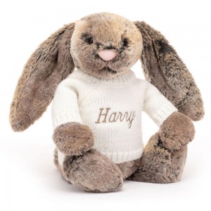 Camisolas Jellycat Bashful Cottontail Coelhinha with Cream Jumper,31cm x 12cm x 9cm Marrom | Portugal ICPQJ-8413