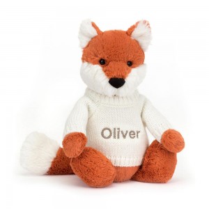 Camisolas Jellycat Bashful Fox Cub with Cream Jumper,31cm x 12cm x 9cm Laranja | Portugal FDEAS-2816