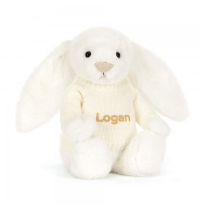 Camisolas Jellycat Bashful Luxe Coelhinha Luna with Cream Jumper,31cm x 12cm x 9cm Branco | Portugal LUPQG-8673
