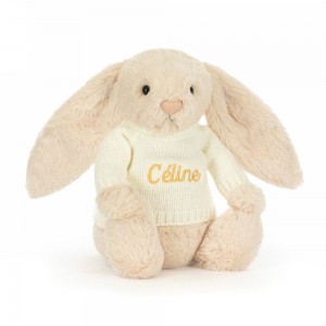Camisolas Jellycat Bashful Luxe Coelhinha Willow with Cream Jumper,31cm x 12cm x 9cm Bege | Portugal KRPVW-8491