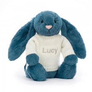 Camisolas Jellycat Bashful Mineral Coelhinha with Cream Jumper,31cm x 12cm x 9cm Azuis | Portugal YHFGL-5104