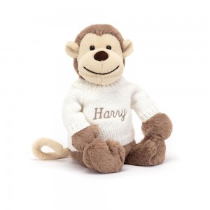 Camisolas Jellycat Bashful Monkey with Cream Jumper,31cm x 12cm x 9cm Marrom | Portugal LVEPW-9045