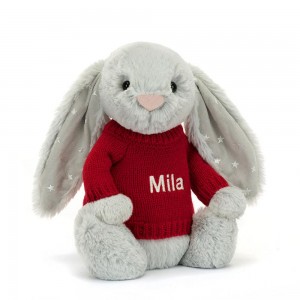 Camisolas Jellycat Bashful Shimmer Coelhinha,31cm x 12cm x 9cm Cinzentas | Portugal PYHZI-2345