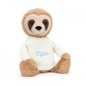 Camisolas Jellycat Bashful Sloth with Cream Jumper,28cm x 10cm x 7cm Bege | Portugal FGVMX-4853