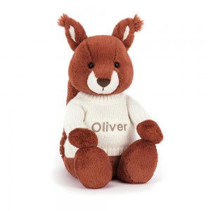 Camisolas Jellycat Bashful Squirrel with Cream Jumper,31cm x 12cm x 9cm Vermelhas | Portugal VLWHE-8072
