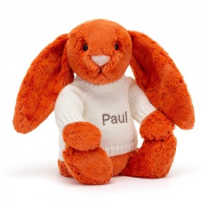 Camisolas Jellycat Bashful Tangerine Coelhinha with Cream Jumper,31cm x 12cm x 9cm Laranja | Portugal YGSET-9543