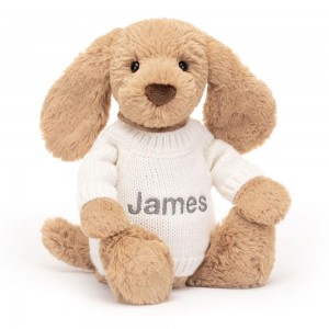 Camisolas Jellycat Bashful Toffee Puppy with Cream Jumper,31cm x 12cm x 9cm Marrom | Portugal DOECR-2537