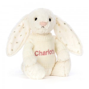 Camisolas Jellycat Bashful Twinkle Coelhinha with Cream Jumper,31cm x 12cm x 9cm Branco | Portugal DXBUG-9074