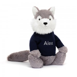 Camisolas Jellycat Bashful Wolf,31cm x 12cm x 9cm Cinzentas | Portugal RWJSE-6584