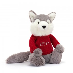 Camisolas Jellycat Bashful Wolf,31cm x 12cm x 9cm Cinzentas | Portugal MGNJP-3207
