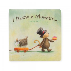 Livros De Histórias Jellycat I Know A Monkey,23cm x 23cm x 2cm Verdes | Portugal IXFPA-6827