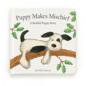 Livros De Histórias Jellycat Puppy Makes Mischief,19cm x 19cm x 2cm Branco | Portugal ARLFJ-4820