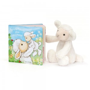 Livros Jellycat Agneau Timide Et Sa Maman Livre and Bashful Lamb Medium Branco | Portugal CJTWQ-1678