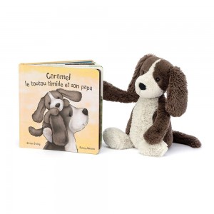 Livros Jellycat Caramel Le Toutou Timide Et Son Papa & Bashful Fudge Puppy Medium Marrom | Portugal VFANK-5642