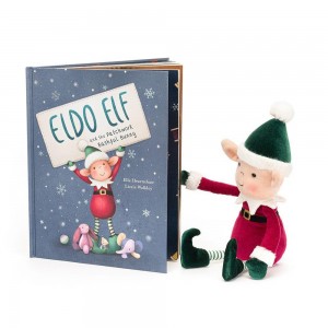 Livros Jellycat Eldo Elf and the Patchwork Bashful Coelhinha and Eldo Elf Vermelhas | Portugal LKGWQ-1340
