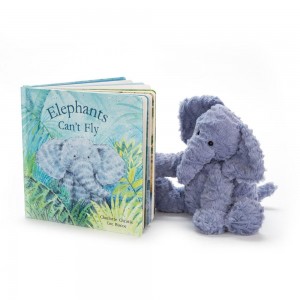 Livros Jellycat Elephants Can't Fly and Fuddlewuddle Elephant Medium Azuis | Portugal VENHY-6301