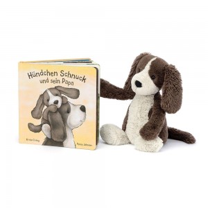 Livros Jellycat Hundchen Schnuck Und Sein Papa Buch and Bashful Fudge Puppy Medium Marrom | Portugal JNSHC-8543