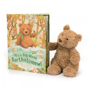 Livros Jellycat It's a Big World Bartholomew and Bartholomew Bear Medium Marrom | Portugal LUMBN-0357