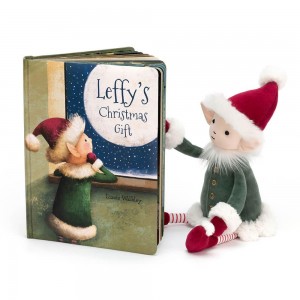Livros Jellycat Leffy's Christmas Gift and Leffy Elf Medium Verdes | Portugal EYGXC-9175