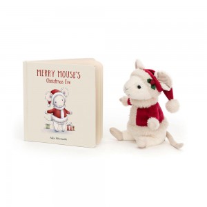 Livros Jellycat Merry Mouse's Christmas Eve and Merry Mouse Branco | Portugal LRUYZ-4912