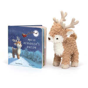 Livros Jellycat Mitzi Reindeer's Dream and Mitzi Reindeer Medium Bege | Portugal OEHUA-7908