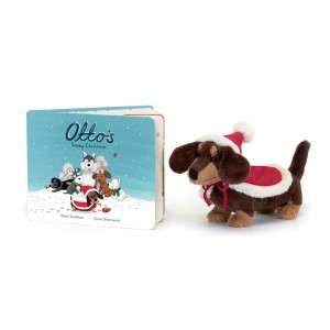 Livros Jellycat Otto's Snowy Christmas and Winter Warmer Otto Sausage Dog Marrom | Portugal JYSKQ-3682