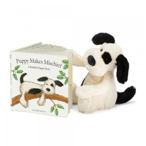 Livros Jellycat Puppy Makes Mischief and Bashful Puppy Medium Branco | Portugal BTJHI-5360