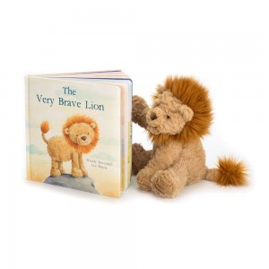 Livros Jellycat The Very Brave Lion and Fuddlewuddle Lion Medium Marrom | Portugal ELWQV-2895