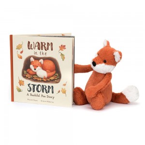 Livros Jellycat Warm in the Storm and Bashful Fox Cub Medium Branco | Portugal ZXLKP-9214
