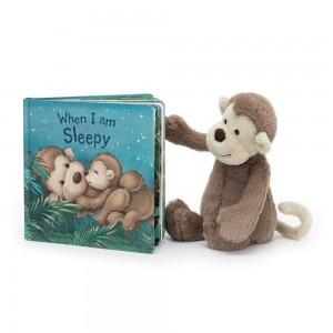 Livros Jellycat When I Am Sleepy and Bashful Monkey Medium Marrom | Portugal SRIUE-8257