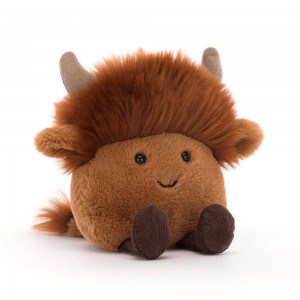 Peluche Jellycat Amuseabean Highland Cow,12cm x 9cm x 6cm Marrom | Portugal YVECJ-3512