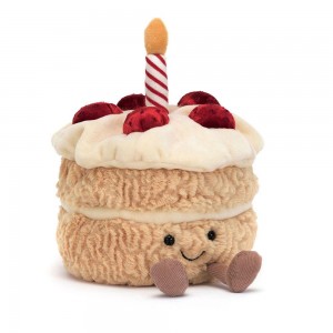 Peluche Jellycat Amuseables Birthday Cake,16cm x 12cm x 12cm Bege | Portugal ZJRUC-3671