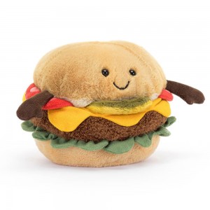 Peluche Jellycat Amuseables Burger,12cm x 12cm x 11cm Marrom | Portugal LBPCA-0564
