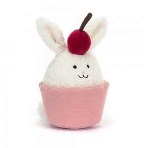 Peluche Jellycat Amuseables Dainty Dessert Coelhinha Cupcake,14cm x 10cm x 9cm Branco | Portugal USZTL-5781