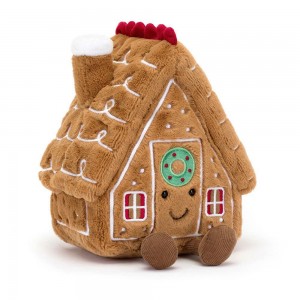 Peluche Jellycat Amuseables Gingerbread House,22cm x 18cm x 14cm Marrom | Portugal ZICAL-5071