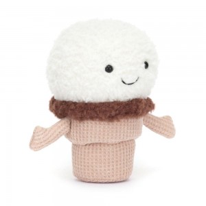 Peluche Jellycat Amuseables Ice Cream Cone,14cm x 9cm x 5cm Branco | Portugal IOQJU-6583