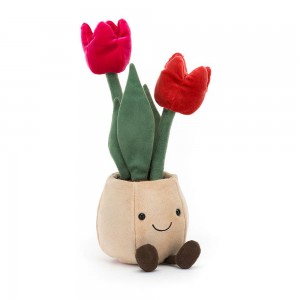 Peluche Jellycat Amuseables Tulip Pot,30cm x 11cm x 11cm Vermelhas | Portugal AXRGM-6250