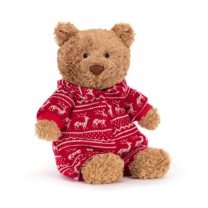 Peluche Jellycat Bartholomew Bear Winter Pyjamas,26cm x 12cm x 8cm Marrom | Portugal UVDEH-0786