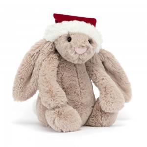 Peluche Jellycat Bashful Christmas Coelhinha,31cm x 12cm x 9cm Bege | Portugal WJKPC-0972
