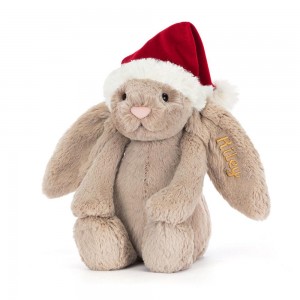 Peluche Jellycat Bashful Christmas Coelhinha,31cm x 12cm x 9cm Bege | Portugal KSIGY-5074