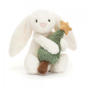 Peluche Jellycat Bashful Coelhinha with Christmas Tree,7.1in x 3.5in x 3.1in Branco | Portugal KCJNM-1703