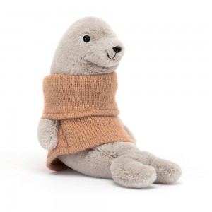 Peluche Jellycat Cozy Crew Seal,14cm x 5cm x 13cm Bege | Portugal MEYSP-0624